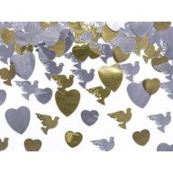 Szív - galamb konfetti arany, ezüst (14 gr)