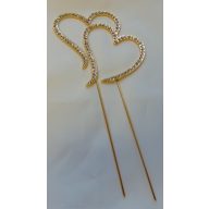 Strasszos tortadísz szívpár arany (8x18 cm)