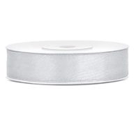 1, 2 cm-es szatén szalag (25 m) világos ezüst (018)