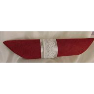 Szatén szalvétagyűrű csipkével, fehér