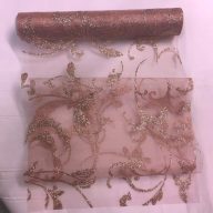   Rózsakvarc csillámos inda mintás organza(24 cm x 5 m) - 761 - 612