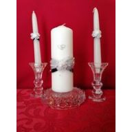   Esküvői gyertyaszett tengerészkék díszítéssel (3 részes)