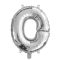 0. szám fólia lufi (35 cm), ezüst