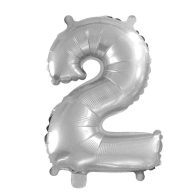 2. szám fólia lufi (35 cm), ezüst