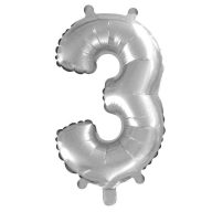3. szám fólia lufi (35 cm), ezüst