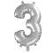 3. szám fólia lufi (35 cm), ezüst