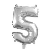 5. szám fólia lufi (35 cm), ezüst