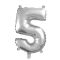 5. szám fólia lufi (35 cm), ezüst