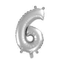 6. szám fólia lufi (35 cm), ezüst