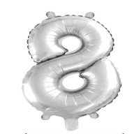 8. szám fólia lufi (35 cm), ezüst