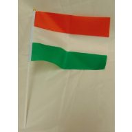 Magyar zászló, textil (20x30 cm), szár 40 cm