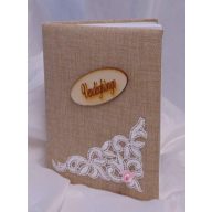   Vintage esküvői vendégkönyv csipke dísszel (A/5, sima, 70 lapos)