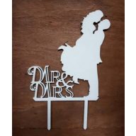 Vintage, fehér esküvői tortadísz csókos pár - 52771