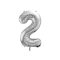 Óriás szám fólia léggömb "2", ezüst