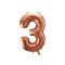 Óriás szám fólia léggömb "3", rosegold