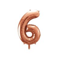 Óriás szám fólia léggömb "6", rosegold