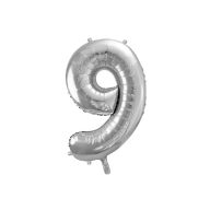Óriás szám fólia léggömb "9", ezüst