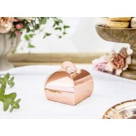 Vendégajándék dobozka metál rosegold, 10 db (6x6x5,5 cm)