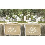 Juta széktámla dísz, Mr. és Mrs. felirattal - (ZNK3)