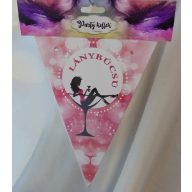   Zászlógirland lánybúcsúra, rózsaszín(8 db zászló+4 m szalag)