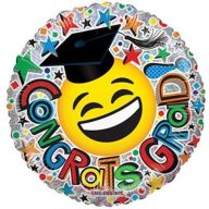 Ballagási fólia lufi, hologramos smiley (23 cm)