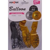   Boldog 70. születésnapot arany, ezüst, fekete (30 cm-es) - 5 db - 607130