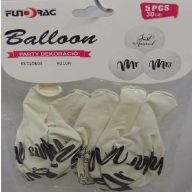 Just Married Mr. és Mrs. gumi lufi 30 cm) - 5 db - 606836