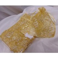 Organza tasak arany, mintával (20x14 cm) - 24 db