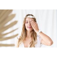 Vintage, virágos fejpánt, fehér (WIAN5)