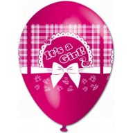 Baba születéses gumi lufi rózsaszín, 30 cm-es (10 db)