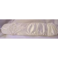 Szatén kesztyű gyöngyös, ekrü (35 cm)