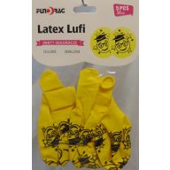 Ballagási gumi lufi kalapos smiley, 30 cm-es (5 db)