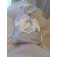 Esküvői kistáska fehér, csipkével (12x20cm)