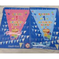   Boldog 1. születésnapot! zászlógirland kék és rózsaszín