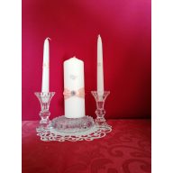 Esküvői gyertyaszett 3 részes, barack szalaggal