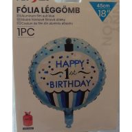   Happy 1. Birthday! fólia lufi, kék vagy rózsaszín (45 cm) - 614247 - 614230
