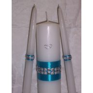   Esküvői gyertyaszett különleges, türkizkék (3 részes) - 09148