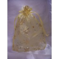 Organza tasak arany, csillagos (20x14 cm) - 24 db
