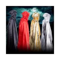 Arany, fényes, kapucnis selyem köpeny