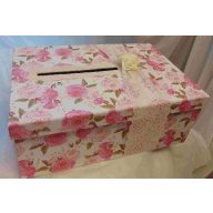 Nászajándékgyűjtő doboz, vintage, rózsás