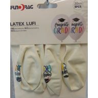   Ballagási gumi lufi (5 db), 30 cm-es, színes felirattal - 644794