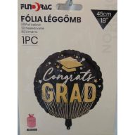 Ballagási fólia lufi, fekete - arany, 45 cm - 645036