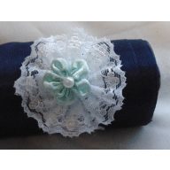 Csuklódísz, gyerek méret, mentakék virággal - 19615