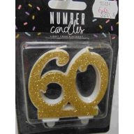 60. évszámos gyertya arany (7,5 cm)