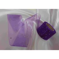 Organza szalag lila, pöttyös (3, 8 cm x 10 m)