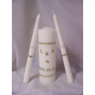 Esküvői gyertyaszett (arany) monogrammal és dátummal