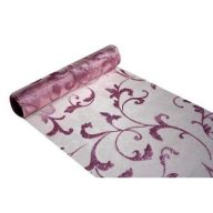   Rózsaszín alapon csillámos inda mintás organza (24 cm x 5 m) - 086