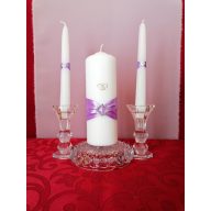 Lila szettből - 3 részes esküvői gyertyaszett