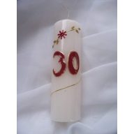 Évszámos gyertya 30., egyedi kézi munka (15 cm)