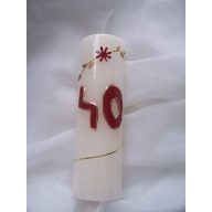 Évszámos gyertya 40., egyedi kézi munka (15 cm)
